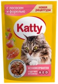 Корм Katty для кошек с лососем и форелью в соусе 85г