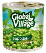 Горошек Global Village зелёный консерв.из.мозг.сортов 400г